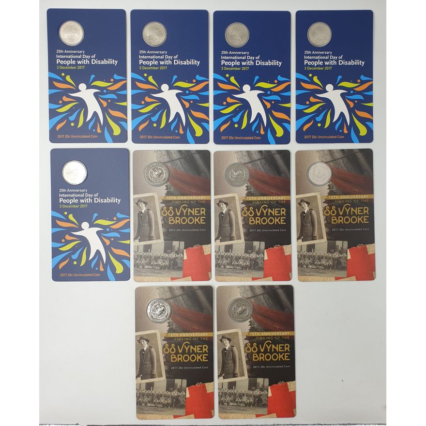 Carded 2017 Unc. Coins (x10)
