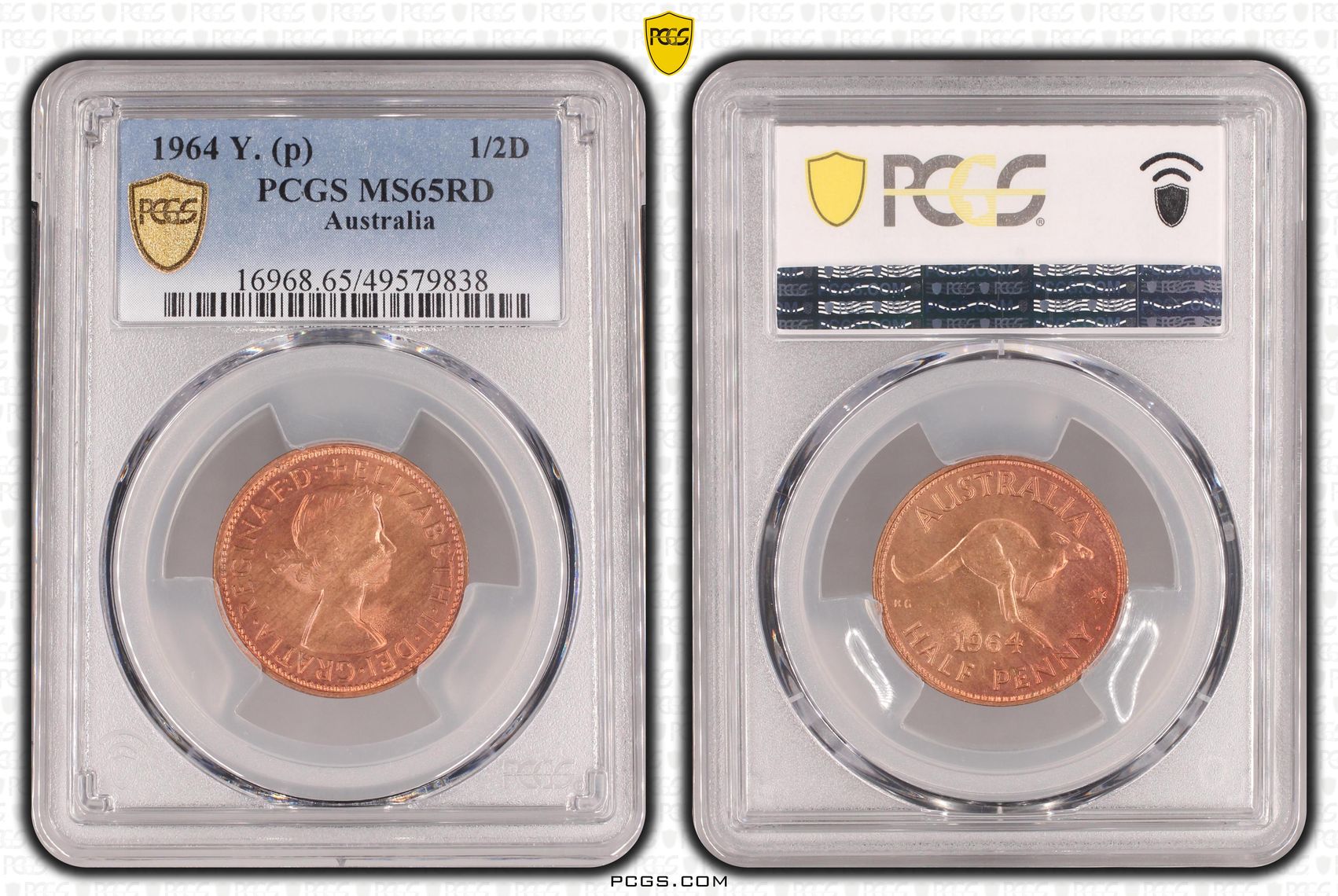 Elizabeth II, Halfpenny, 1964-Y., PCGS MS65RD