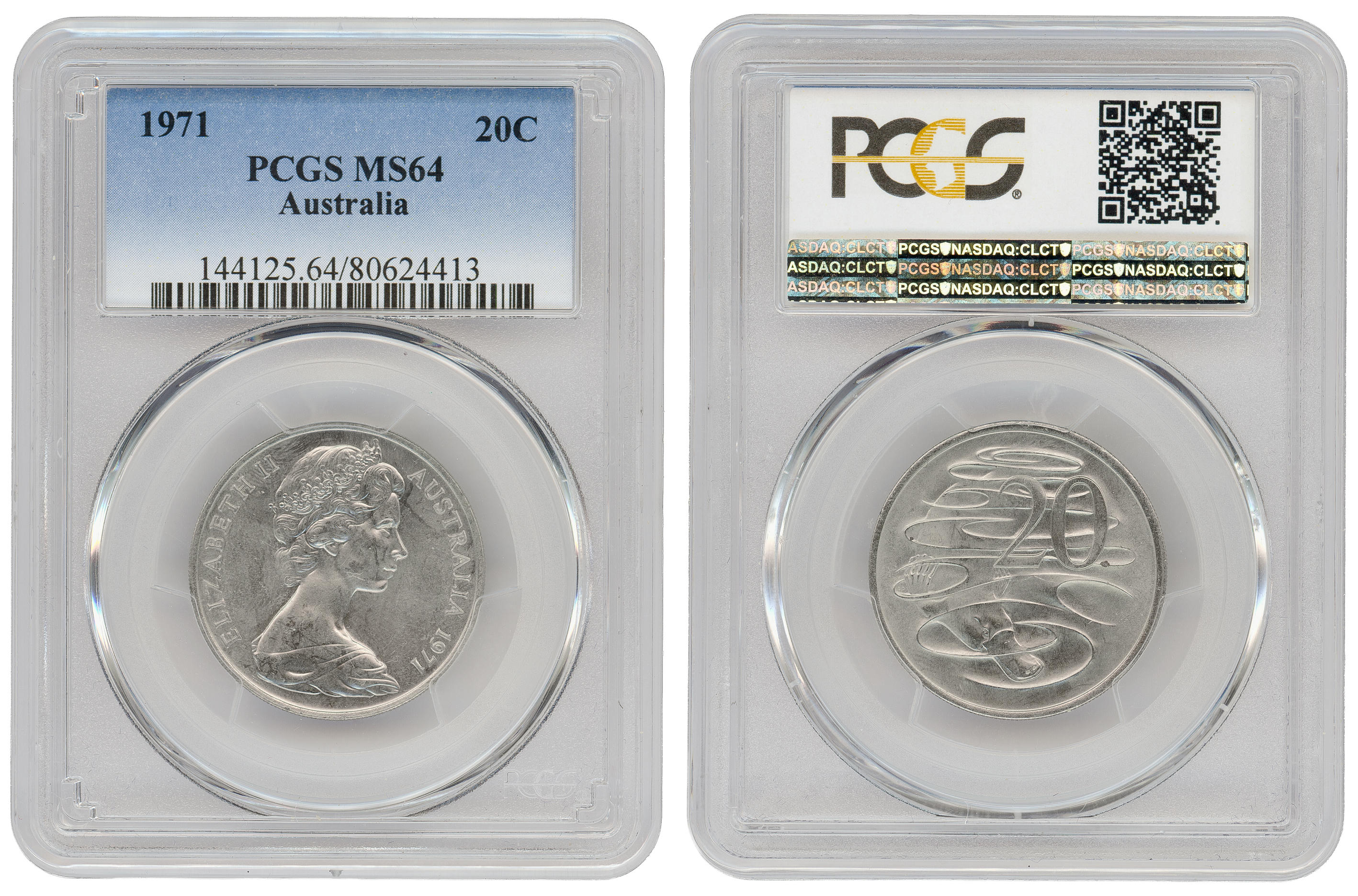 Twenty Cent, 1971, PCGS MS64