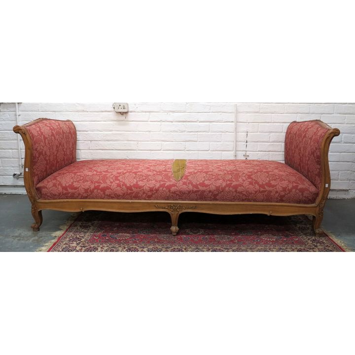 LARGE UPHOLSTERED BEECHWOOD DAY BED