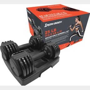 ONE SIZE IBF IRON BODY FITNESS - ADJUSTABLE DUMBBELL SET - 25 LB PAIR