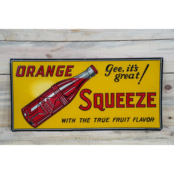 Orange Squeeze SST Embossed Metal Sign TAC 7.9