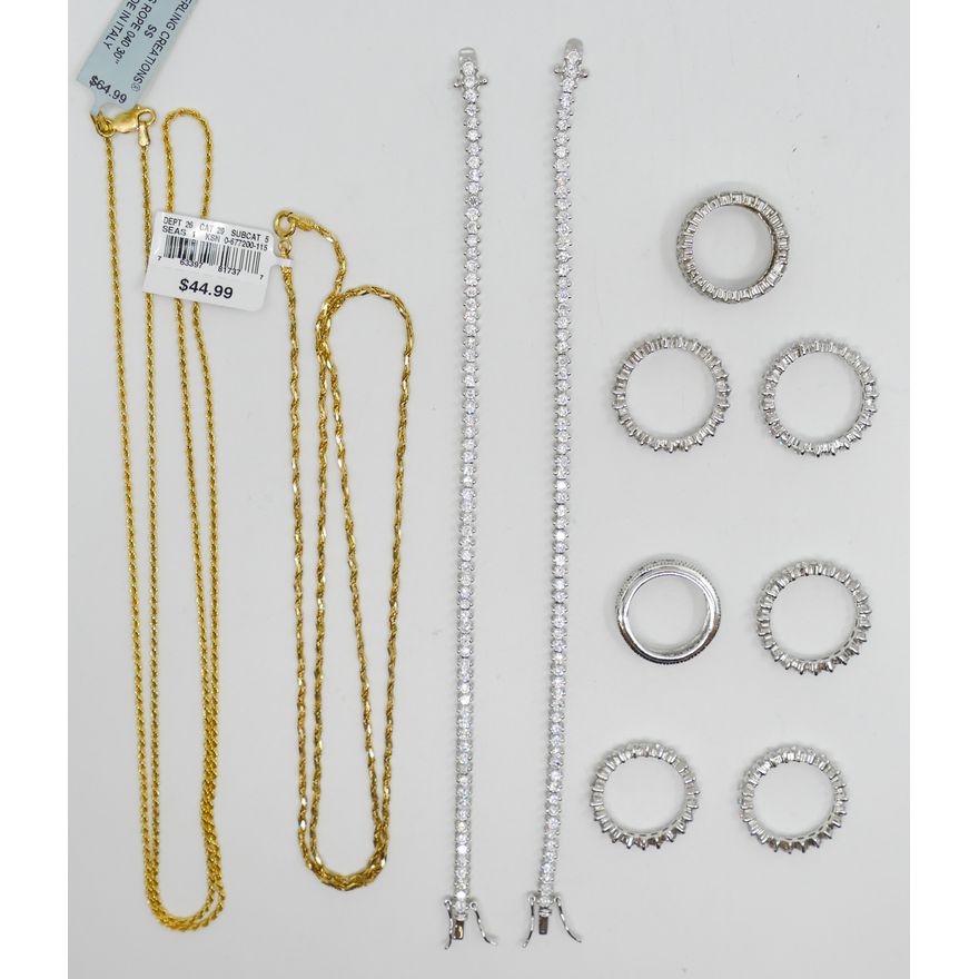 Box Sterling CZ Bracelets and Rings - 69 Grams TW