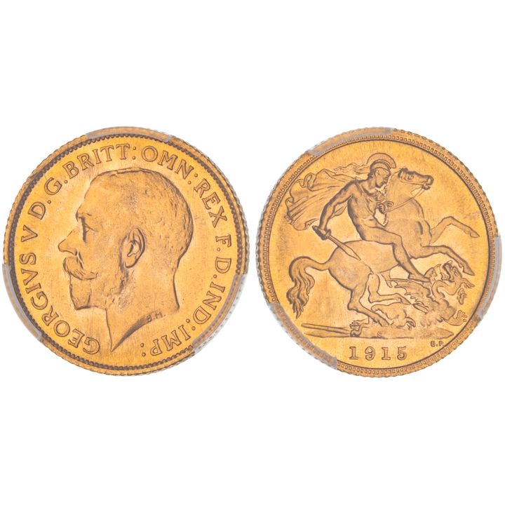 George V, Half Sovereign, 1915-S, PCGS MS 64