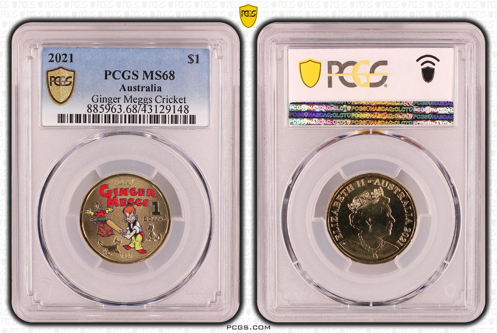 479 · Ginger Meggs Cricket, One Dollar, 2021, PCGS MS68