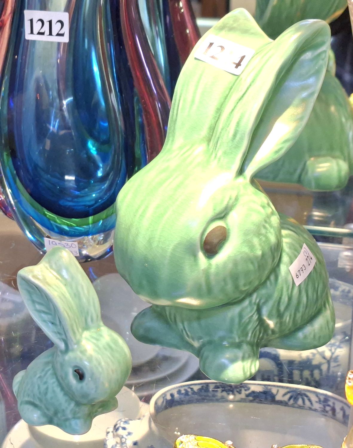 1214 · TWO SYLVAC RABBIT ORNAMENTS