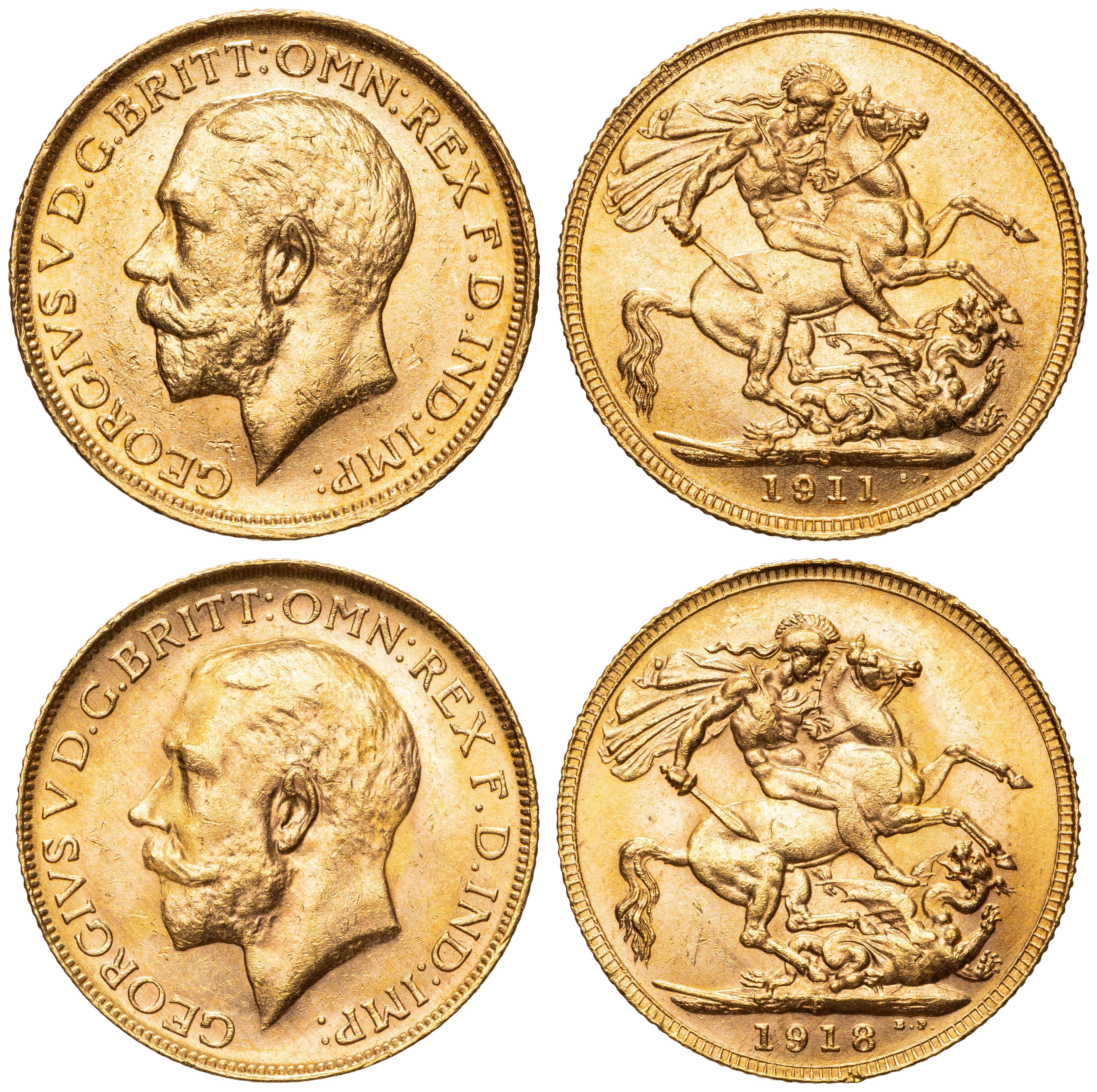 George V, Sovereign , 1911 & 1918, EF