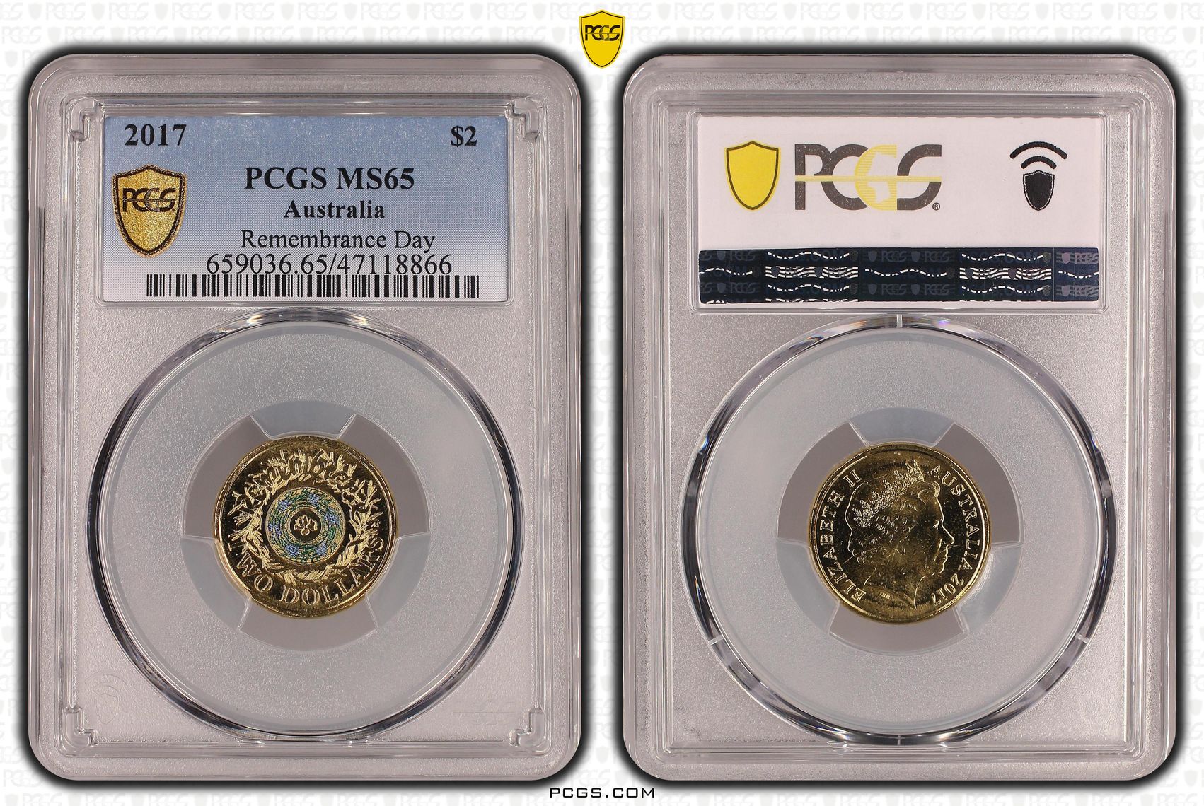 Remembrance Day Colorized, Two Dollar, 2017, PCGS MS65