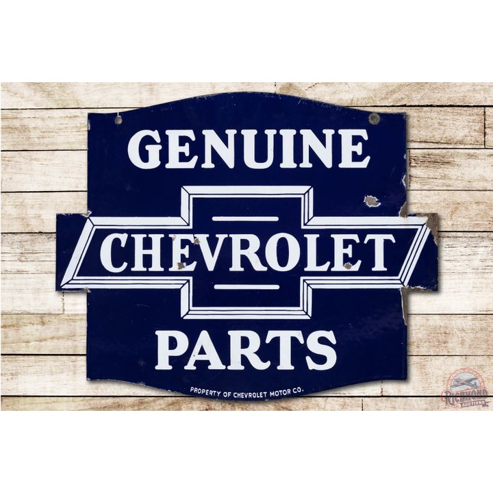 Genuine Chevrolet Parts Die Cut Porcelain Sign