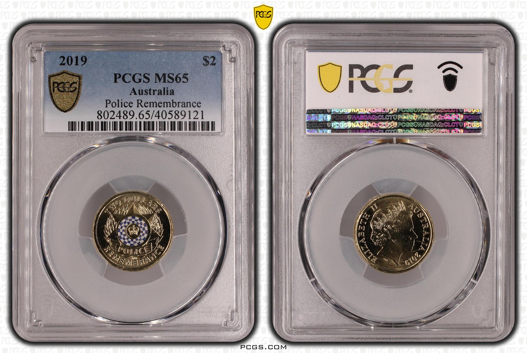 Police Remembrance Colourised, Two Dollar, 2019, PCGS MS65