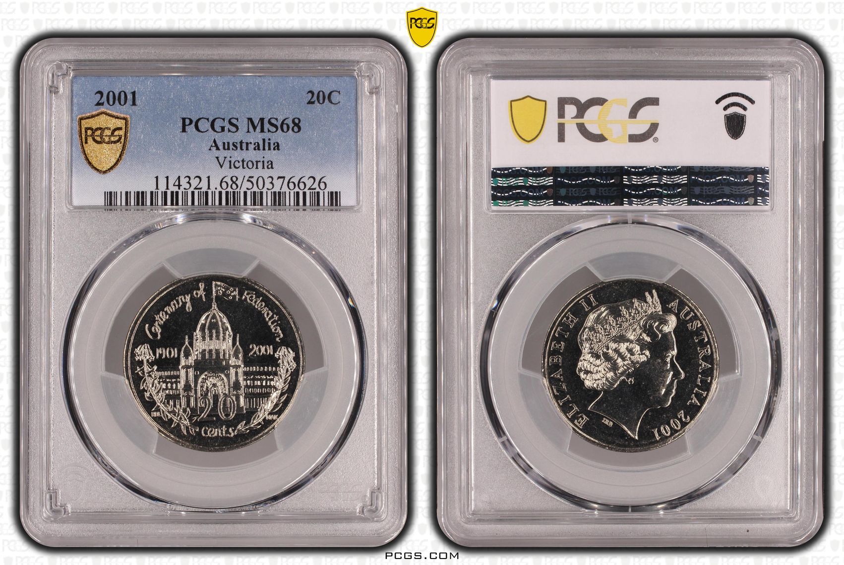 Victoria POP 16/0, Twenty Cent, 2001, PCGS MS68