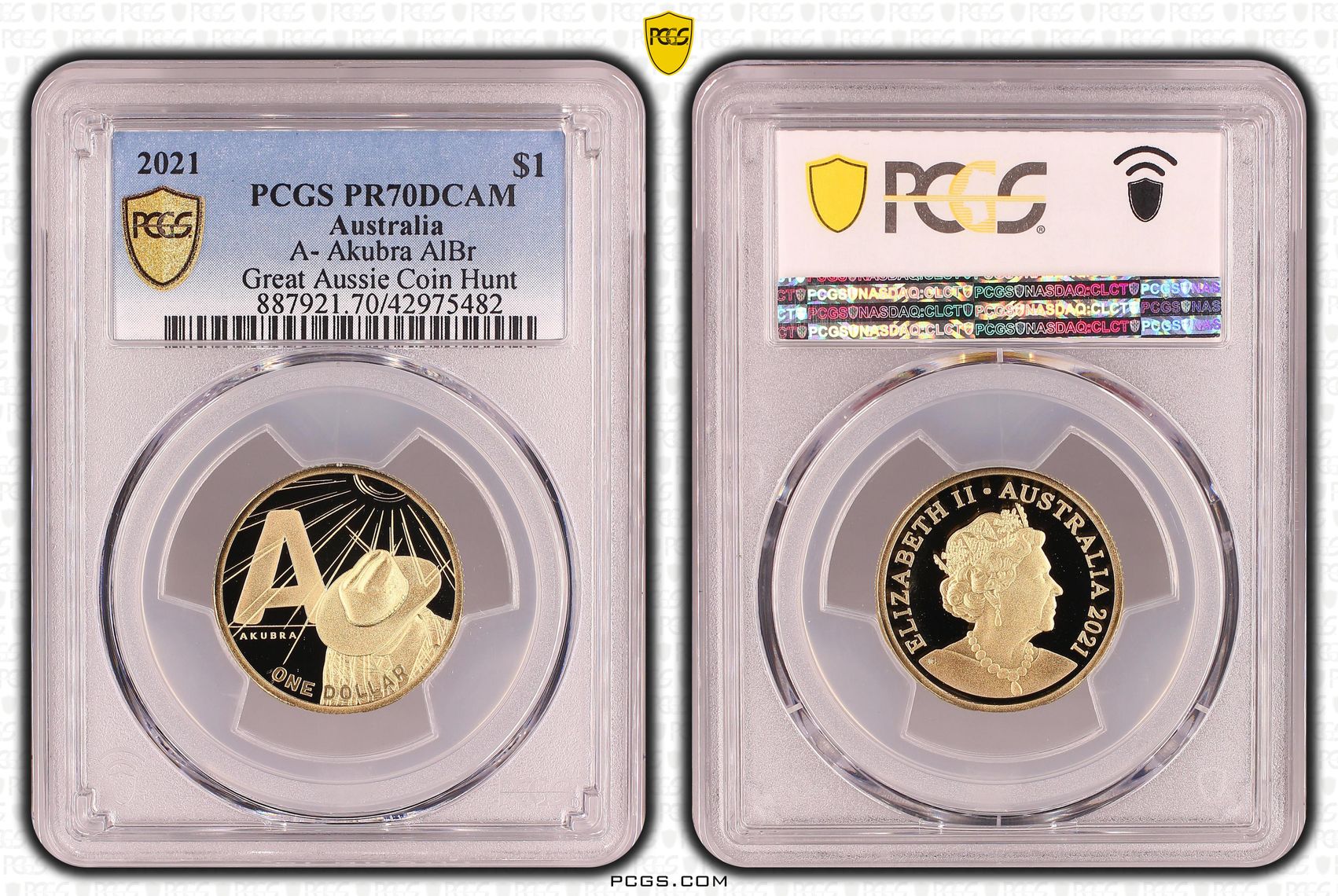 473 · 2021 Australia One Dollar, $1 A- Akubra AlBr PCGS - PR70DCAM POP 15/0 -482