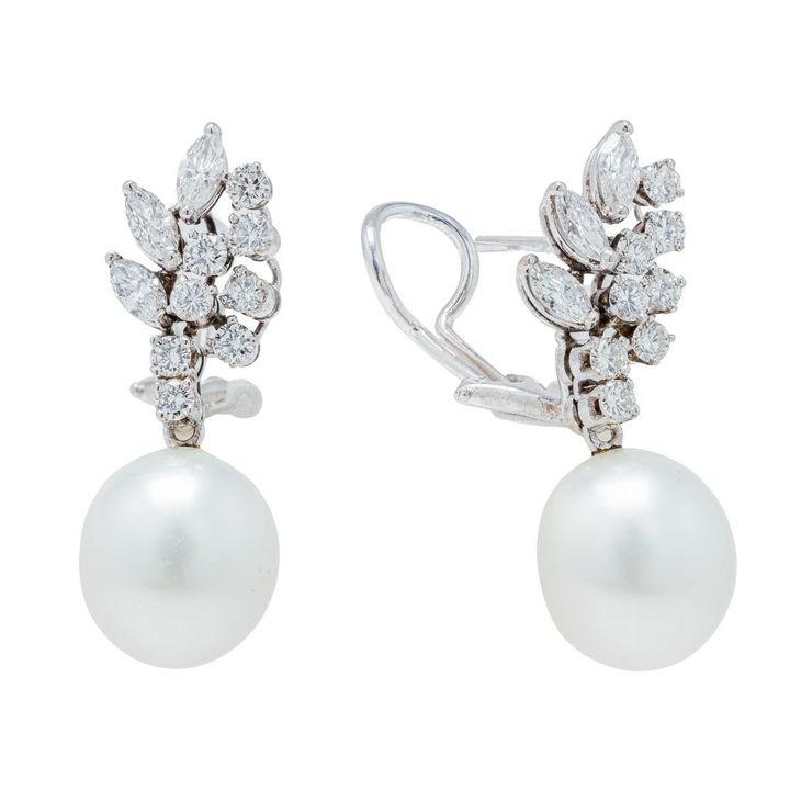 ARETES DE PERLAS CON DIAMANTES