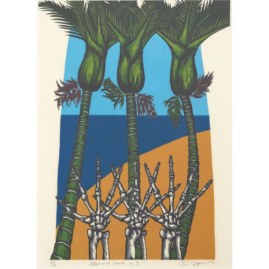 Jo Ogier 'Nikau and hand x 3'