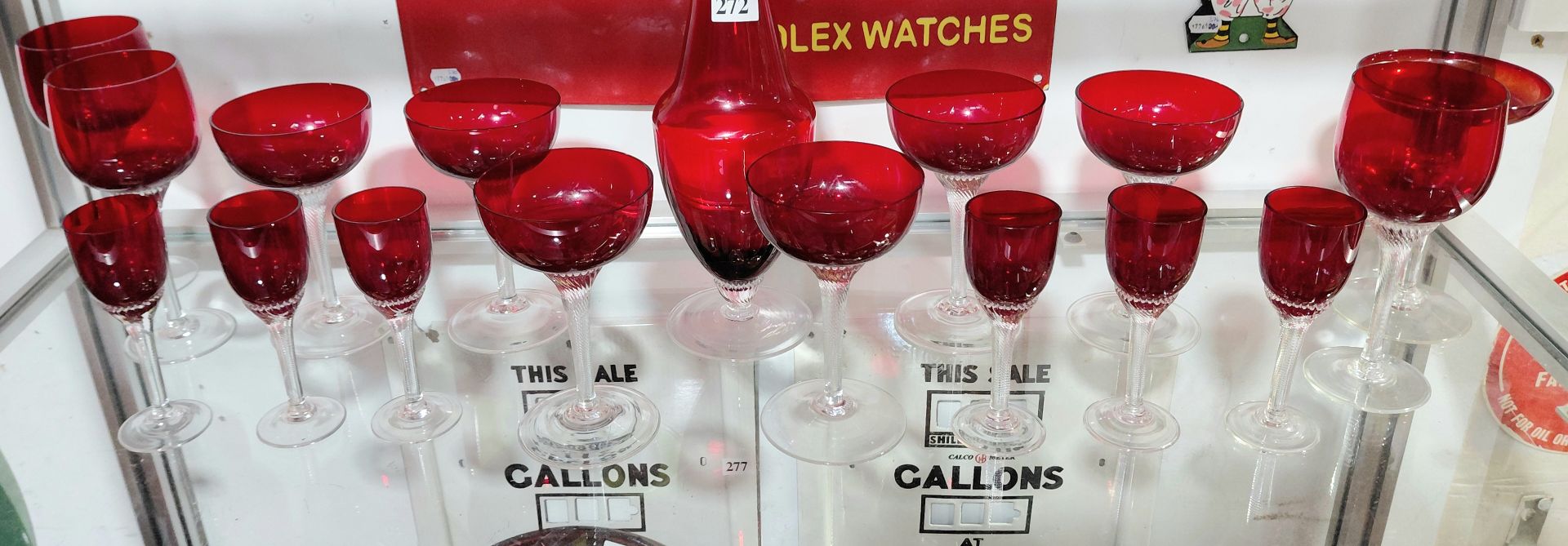 272 · RUBY RED TWISTED STEMWARE SET