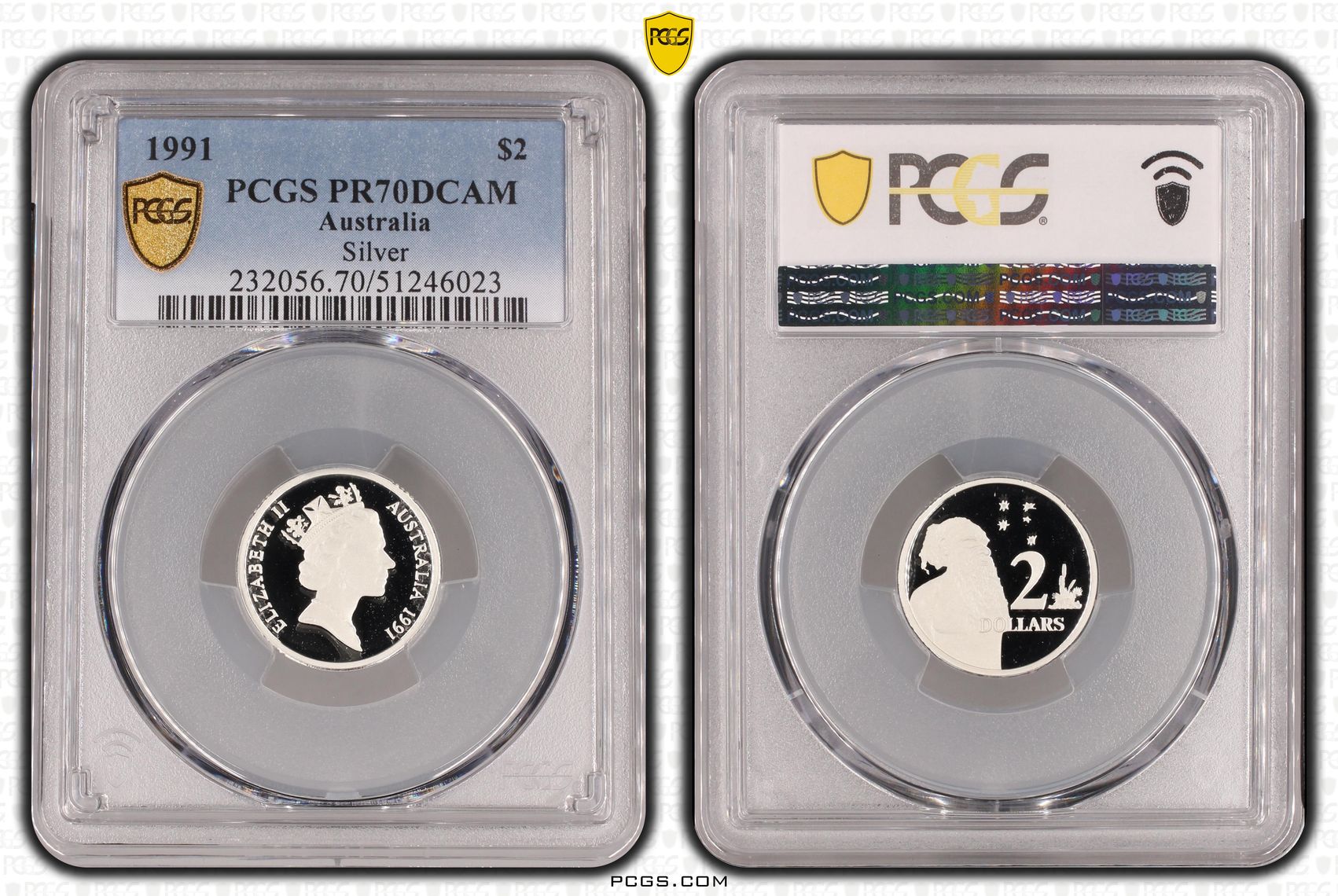 Silver, Two Dollar, 1991, PCGS PR70DCAM