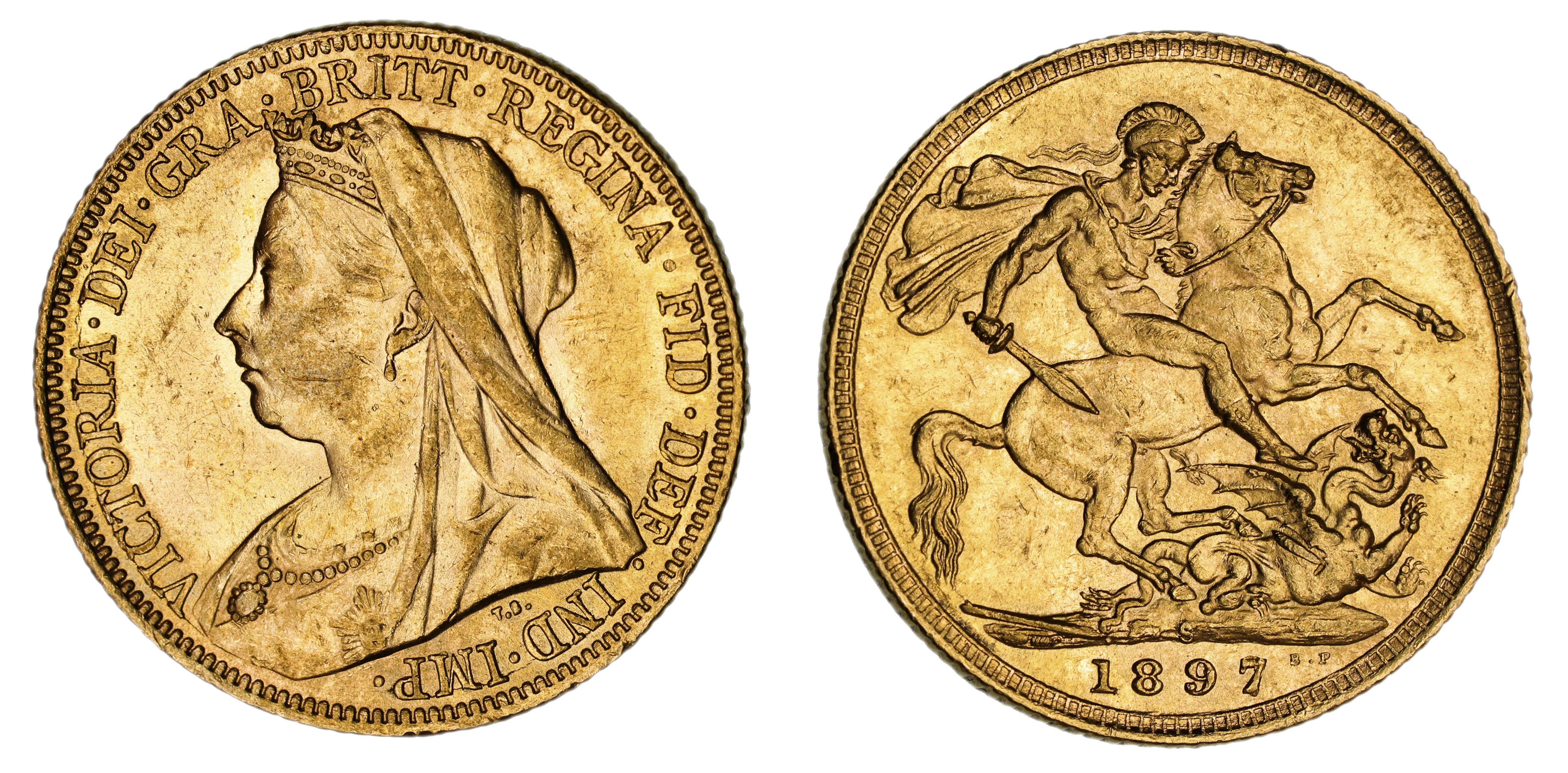 Victoria, St. George Reverse - Sydney Mint - Veiled, Sovereign, 1897, UNC