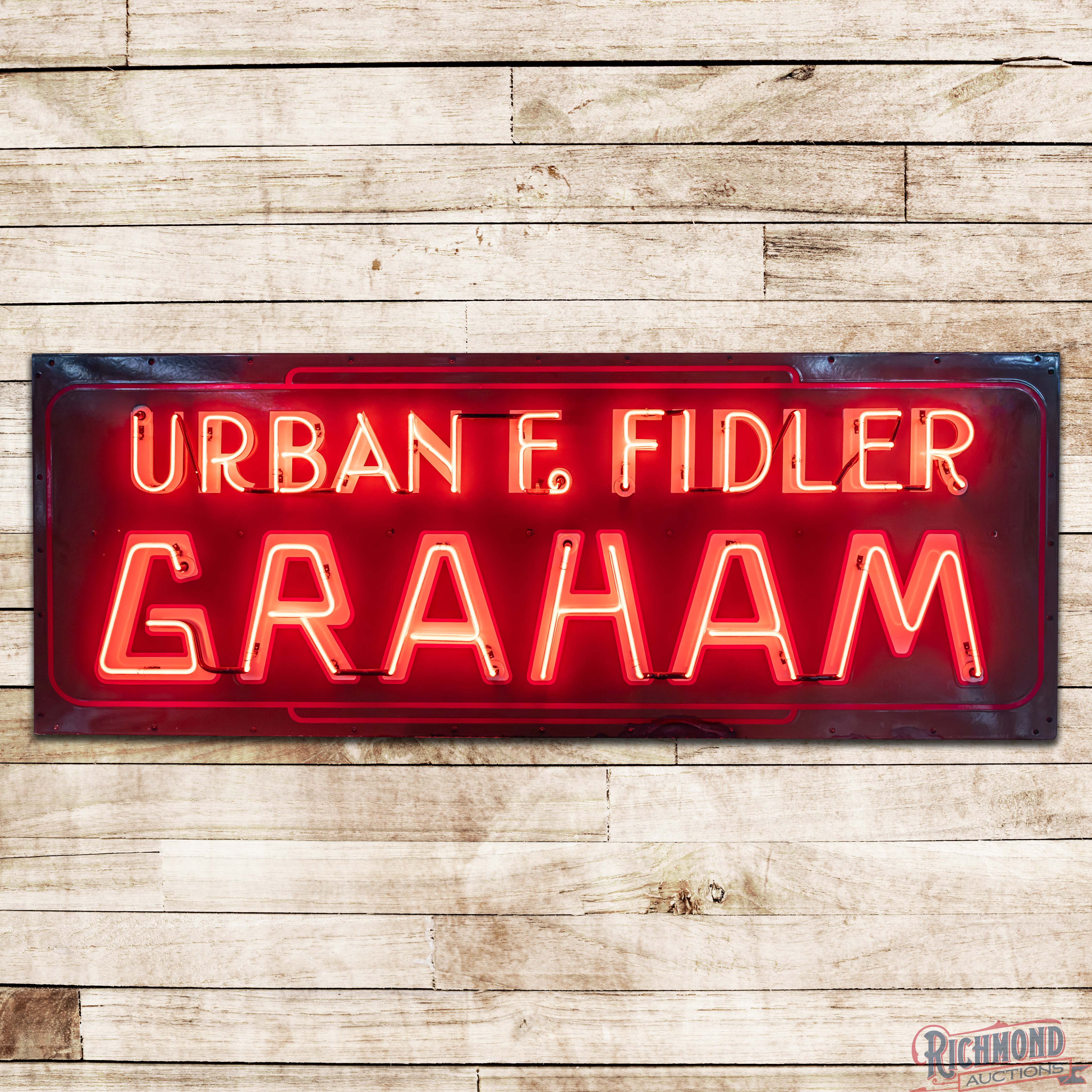 Scarce Urban F. Fidler Graham Automobiles 8' Double Sided Porcelain ...