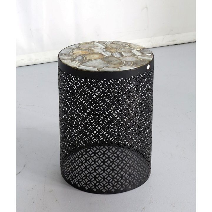 AGATE TOP STEEL SIDE TABLE