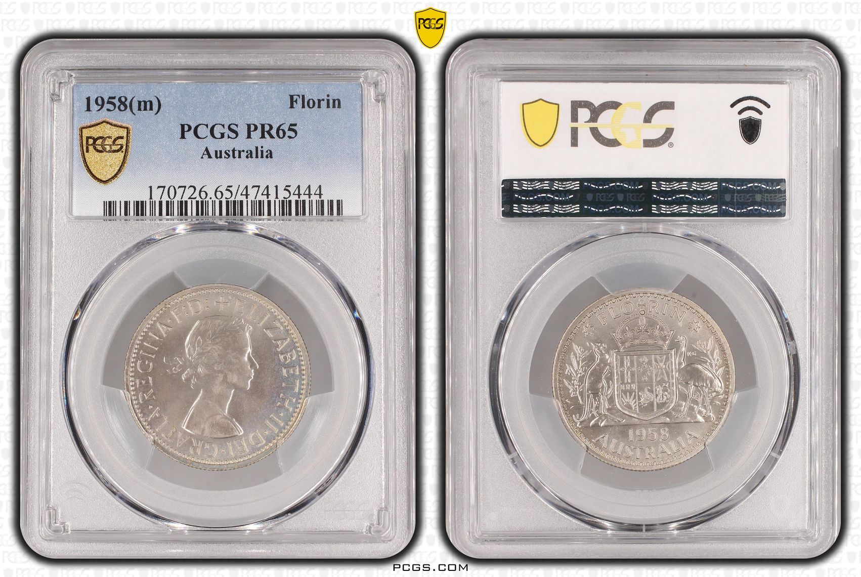 Elizabeth II, Florin, 1958, PCGS PR65