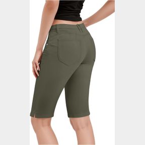 HYBRID & COMPANY WOMENS PLUS PERFECTLY SHAPING BUTT LIFT STRETCH BERMUDA SHORTS