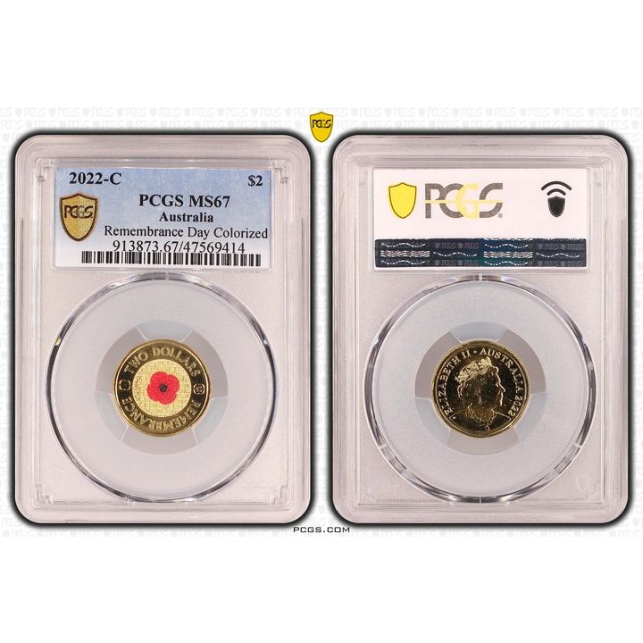Red Poppy 'C' MM $2 Coloured Coin - MS67