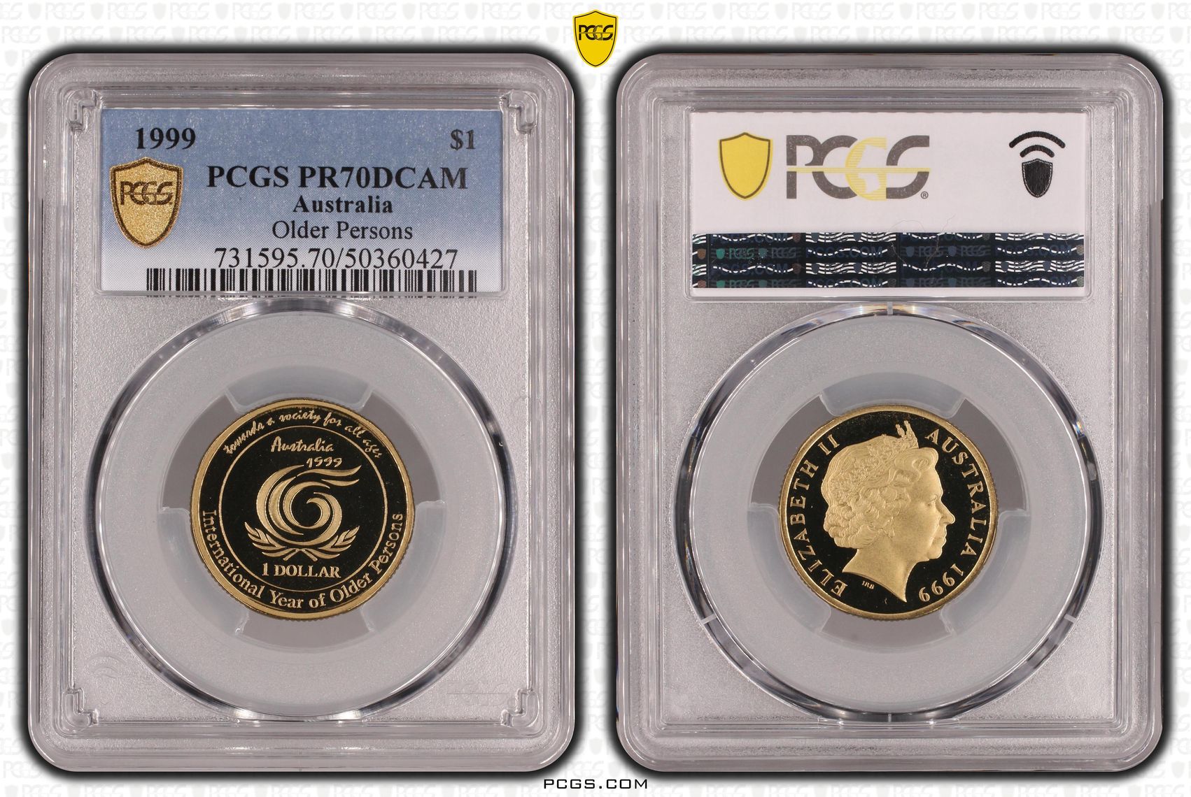 Older Persons POP 10/0, One Dollar, 1999, PCGS PR70DCAM