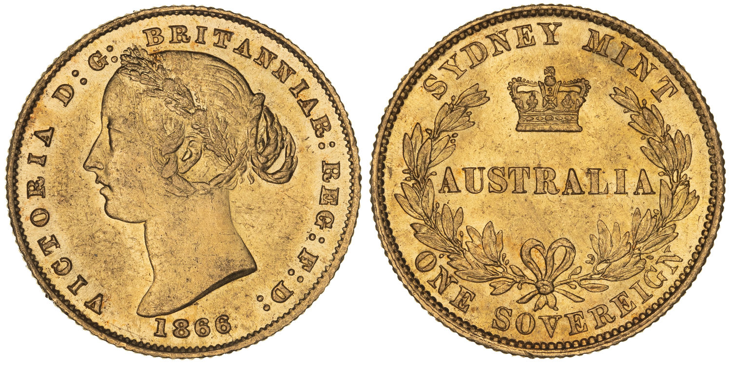 Victoria, Sydney Mint Reverse - Type II, Sovereign, 1866, UNC