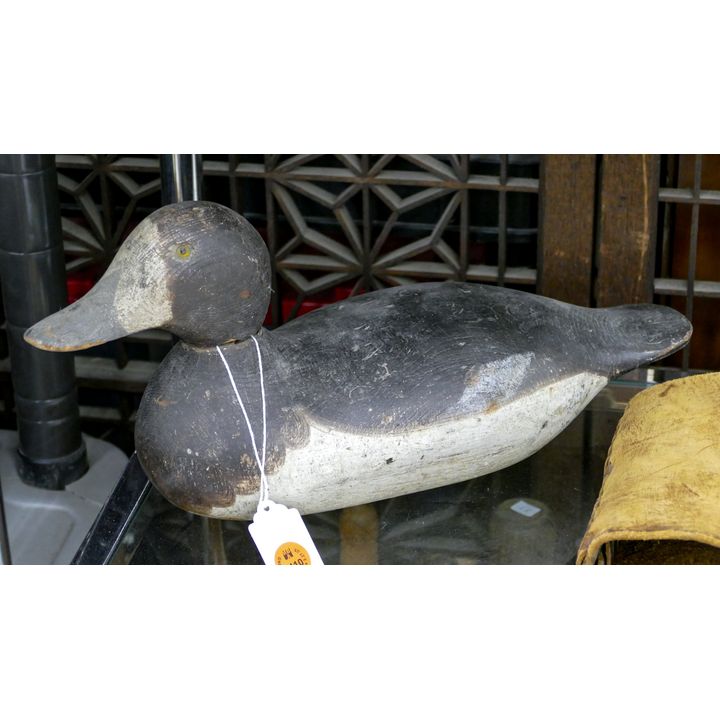Old Wood Duck Decoy with Glass Eyes 14''