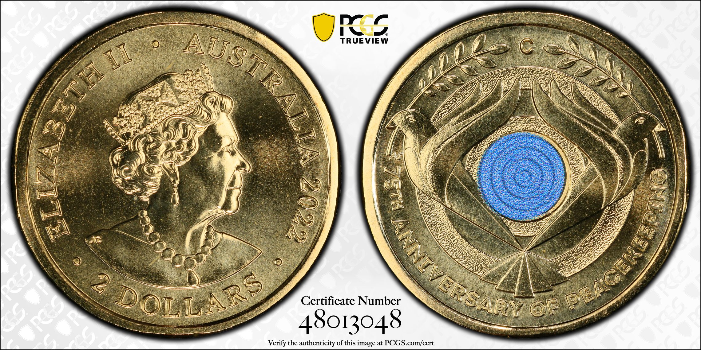 Elizabeth II, Peacekeeping Colorized, Two Dollar, 2022, PCGS MS68
