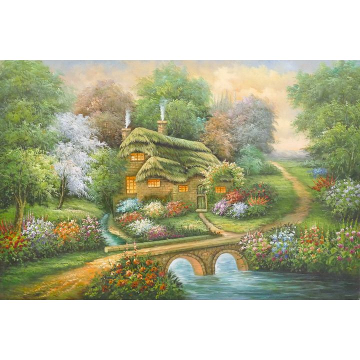 Cottage Scene Oil on Canvas 24" x 36"