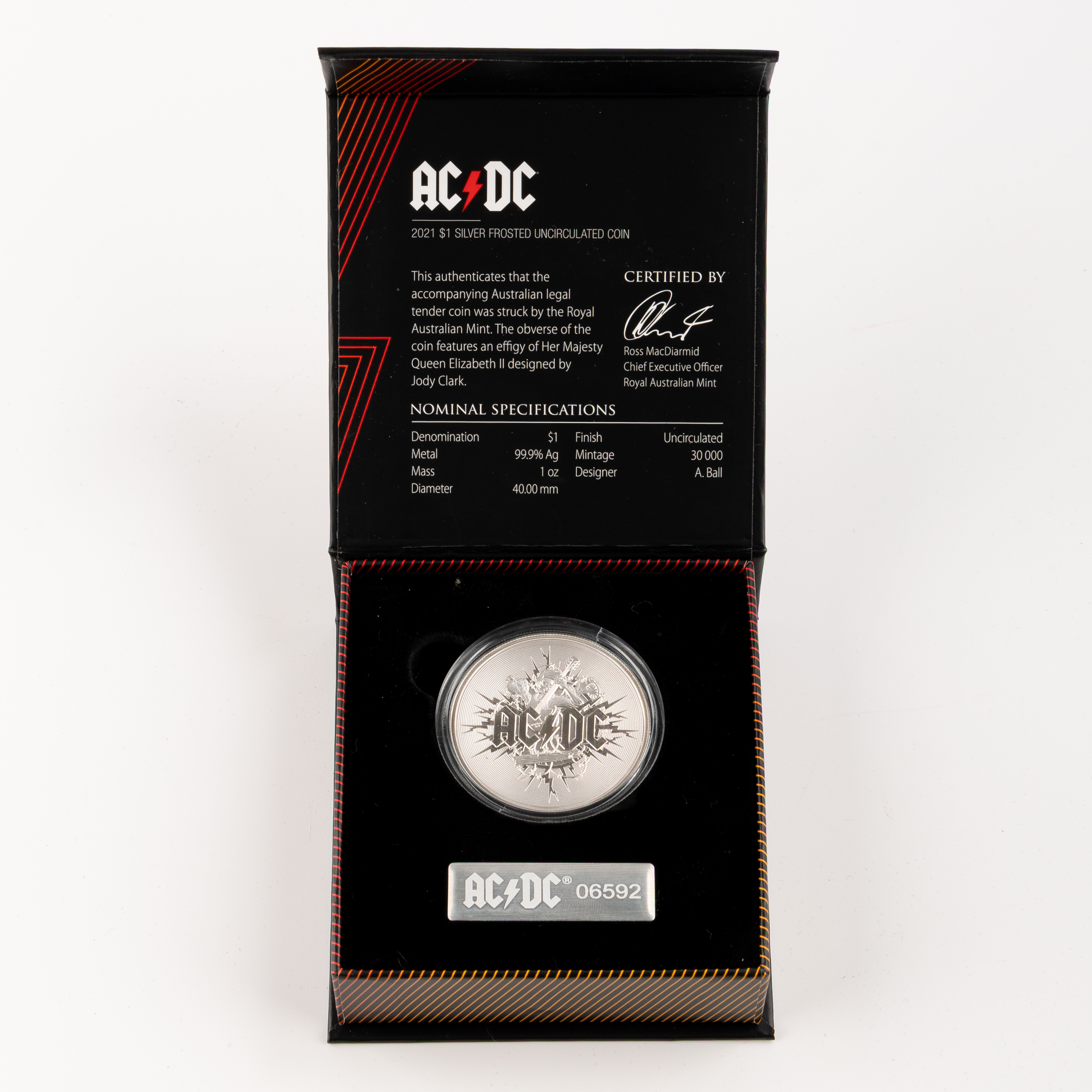 Elizabeth II, AC/DC, One Dollar, 2021, UNC
