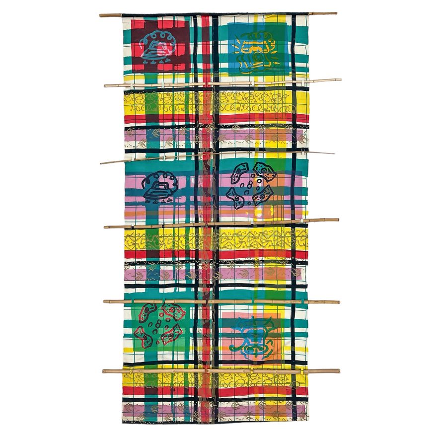 Kim MacConnel ''Bamboo Curtain'' 1977 Printed Fabric