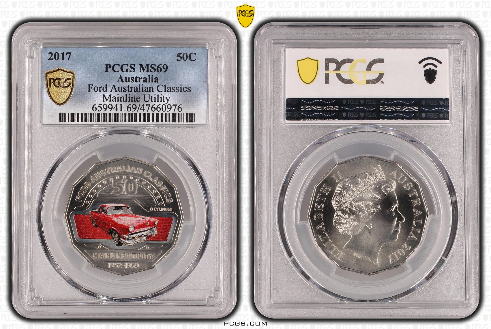 355 · Ford Australian Classics Mainline Utility, Fifty Cent, 2017, PCGS MS69