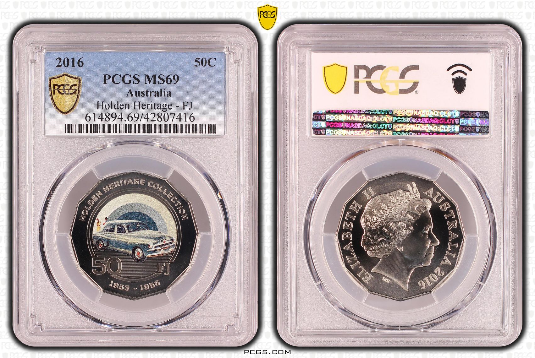 Elizabeth II, Holden Heritage - FJ, Fifty Cent, MS69 , 2016 PCGS POP - 19/0