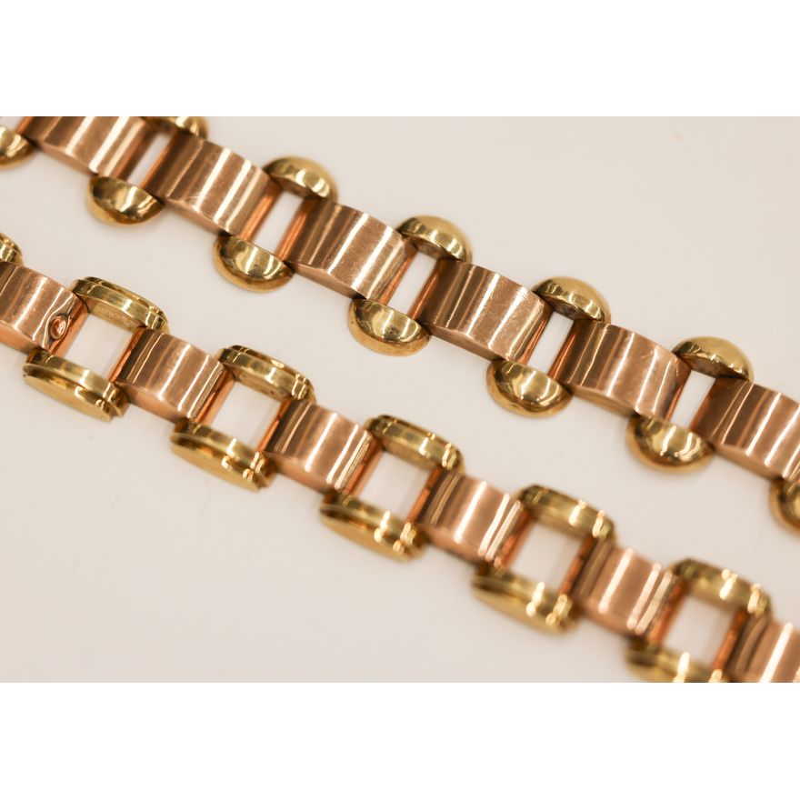 2pc Austrian Art Deco 14k Two-Tone Bracelets