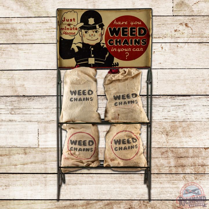 Weed Chains Double Sided Tin Service Station Display w/ Traffic Cop