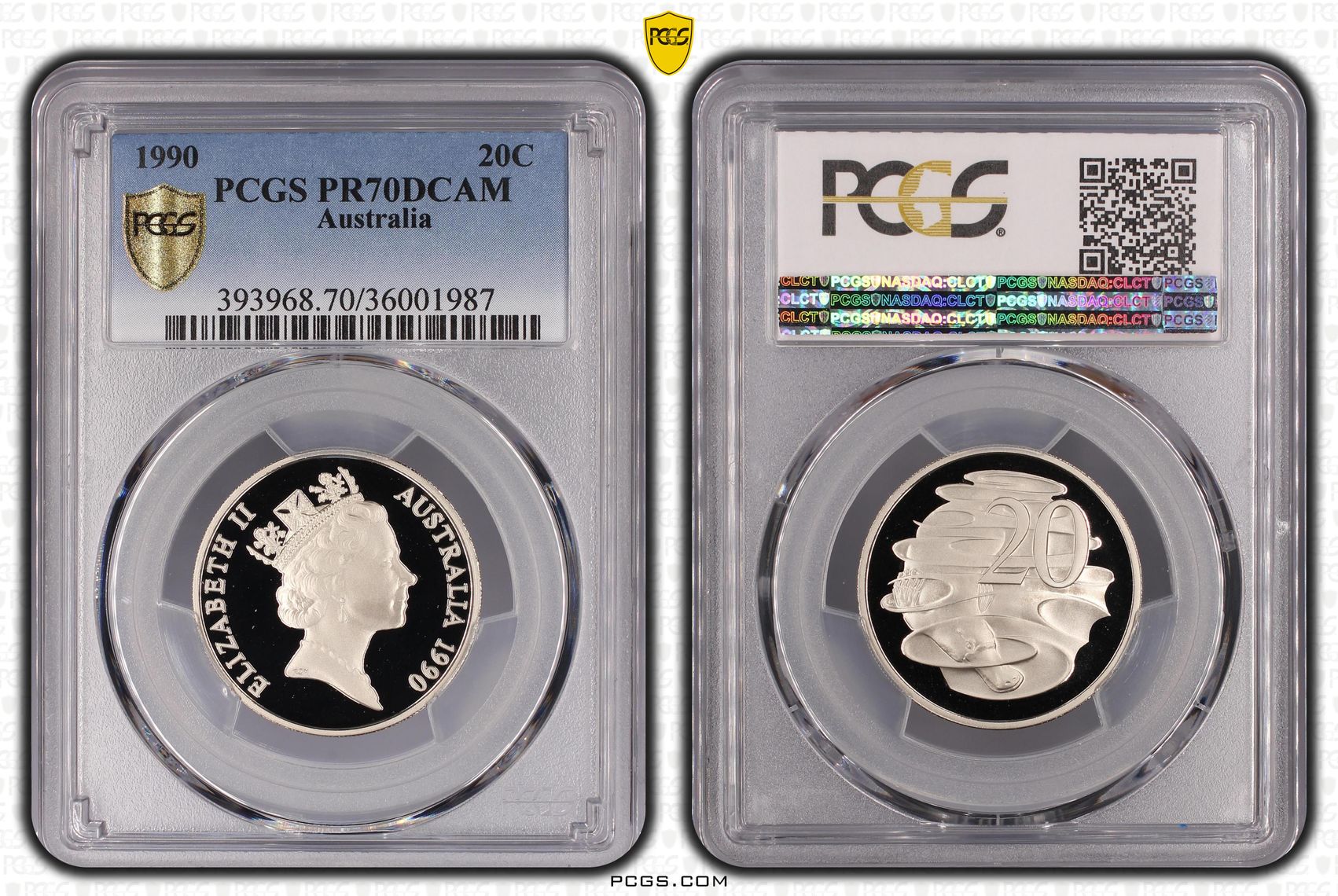 187 · 1990 Australian Twenty Cent, 20c Proof PCGS - PR70DCAM POP 38/0 -987