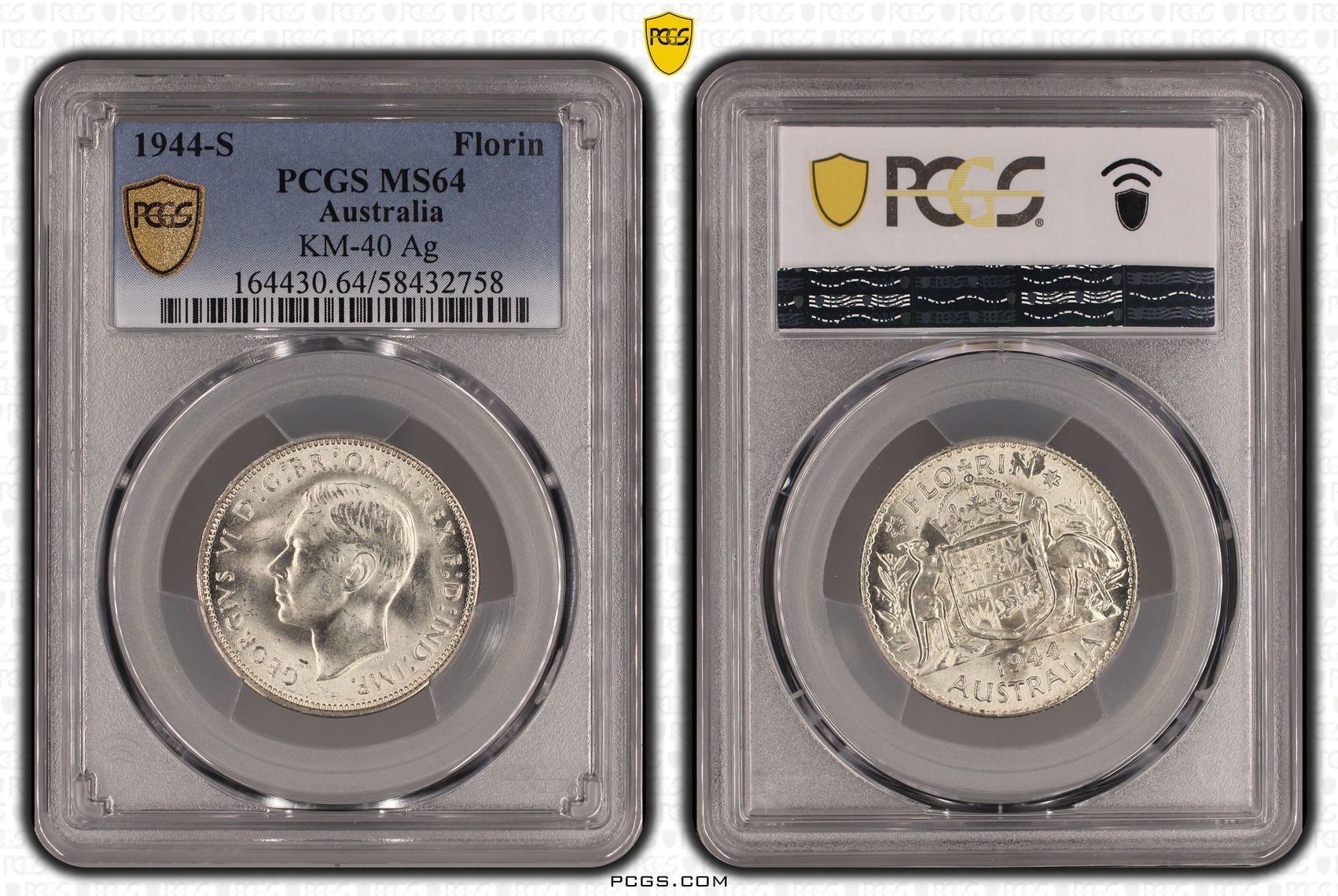 292 · KM-40 Silver, Florin, 1944-S, PCGS MS64