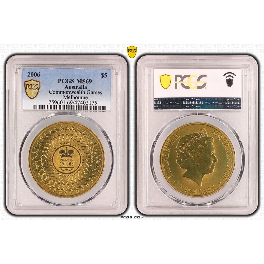 Commonwealth Games - Melbourne, Five Dollar, 2006 POP Report 11/0, PCGS MS 69