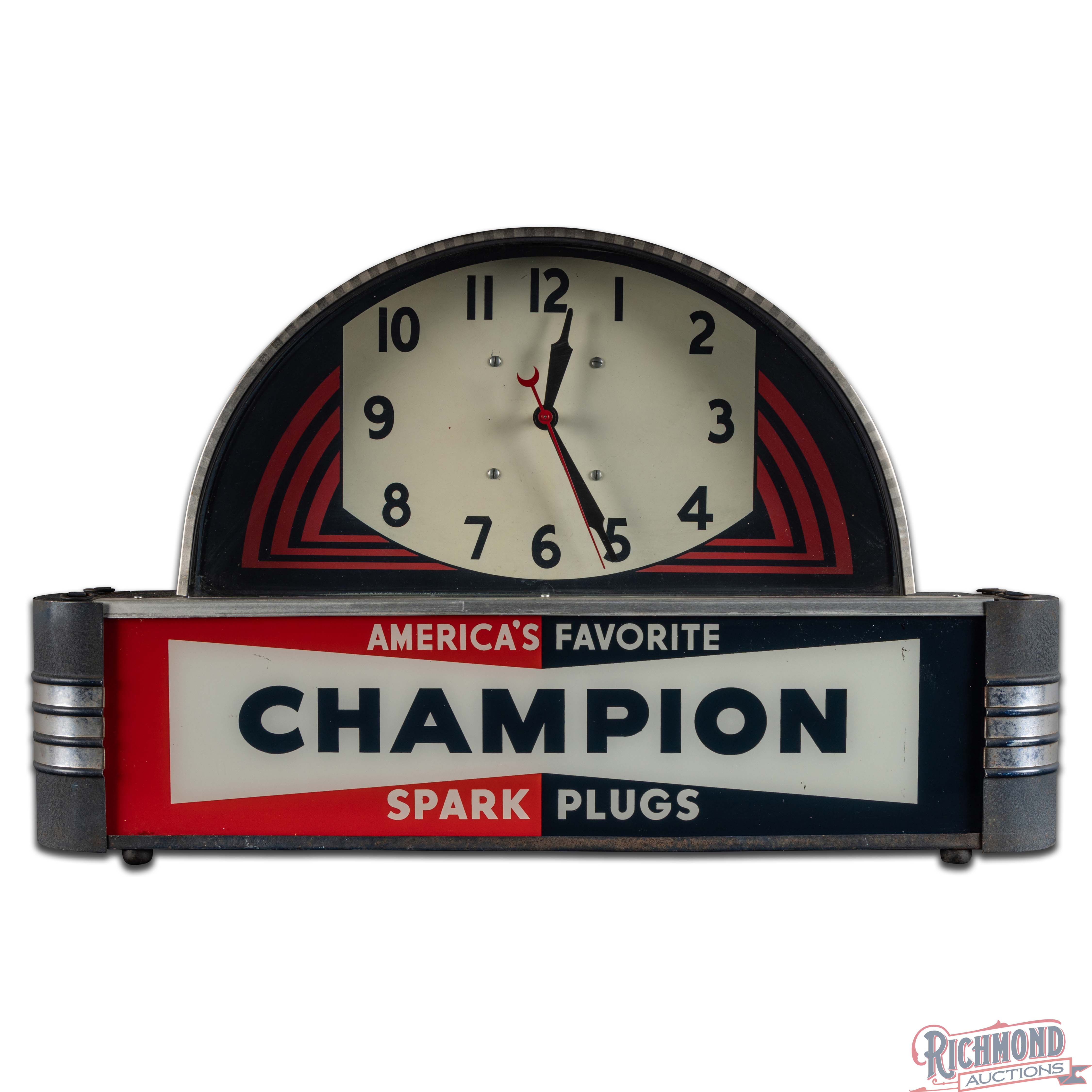 Champion America's Favorite Spark Plug Lighted Advertising Clock ...