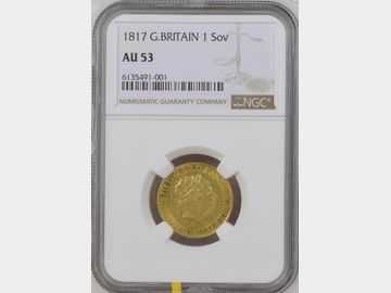 1817 GEORGE III 1ST MODERN DAY GOLD SOVEREIGN AU53