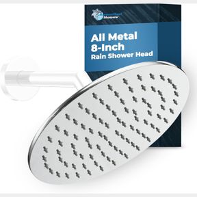 2.5 GPM HAMMERHEAD SHOWERS ALL METAL 8 INCH RAINFALL SHOWER HEAD CHROME - SHOWER HEAD RAINFALL - 2.5 GPM HIGH FLOW SHOWER HEAD OPT