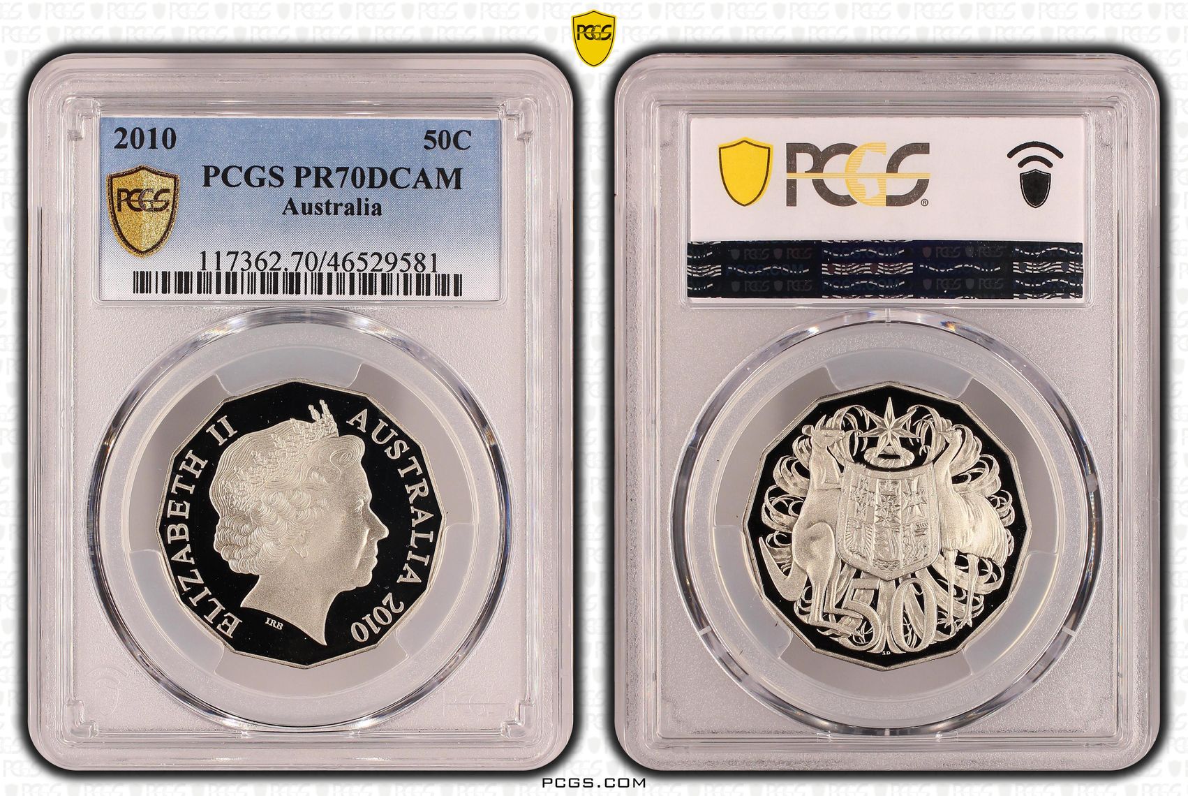 Elizabeth II, Fifty Cent, 2010, PCGS PR 70DCAM