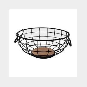 Regent Kitchen Fruit Basket With Handles Black Wire And Wood - 120x280MmD --51744/2322- Bar 6005231418505