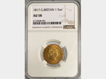 1817 GEORGE III GOLD SOVEREIGN (1ST YEAR) AU58