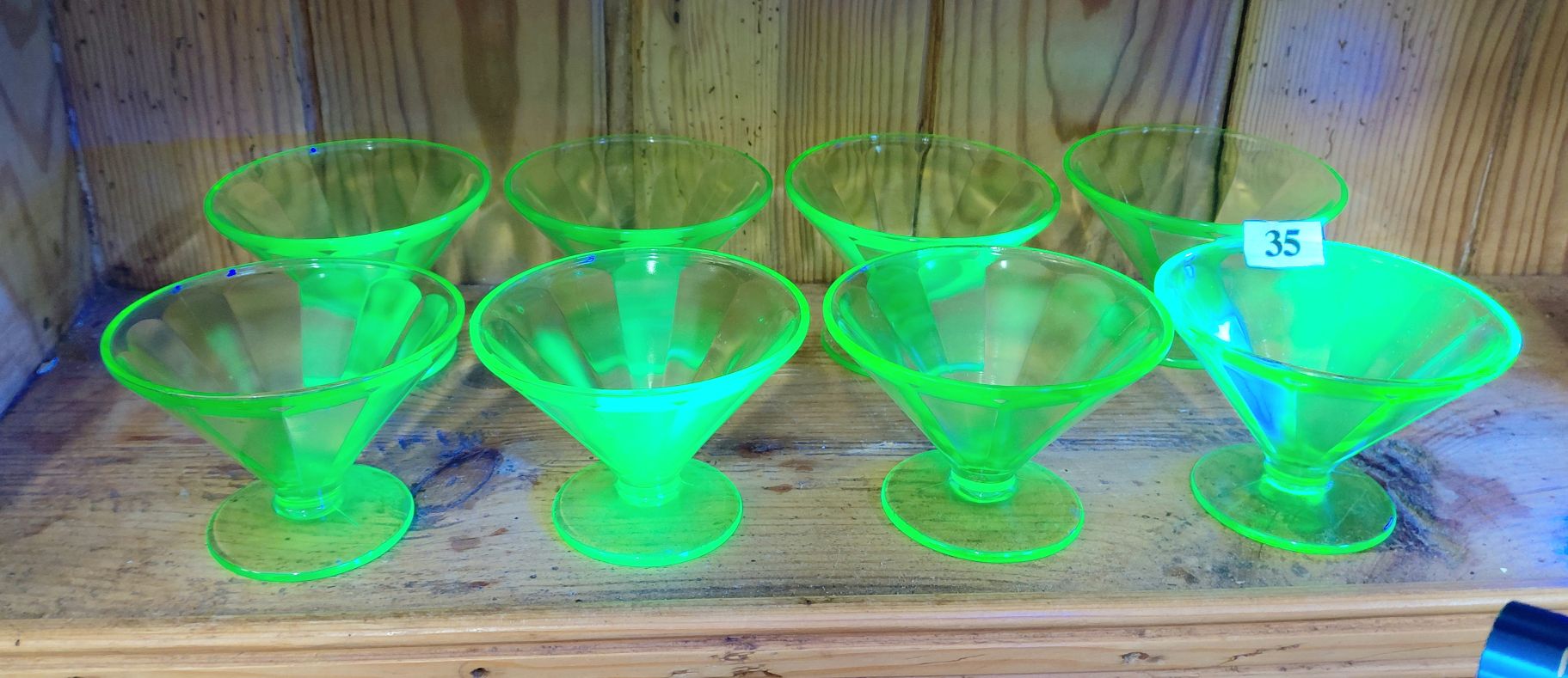 Set Of Ten Uranium Glass Parfaits