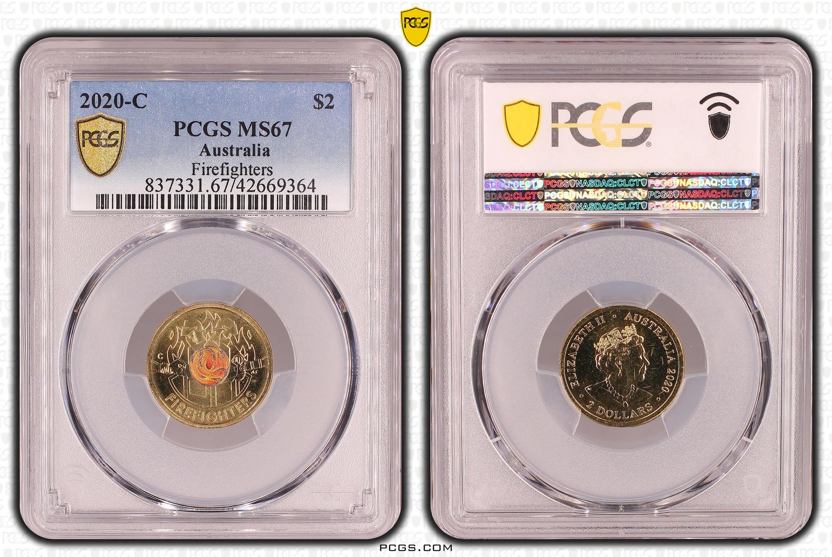 2020-C Australia Two Dollar, $2 Firefighters PCGS - MS67 -364