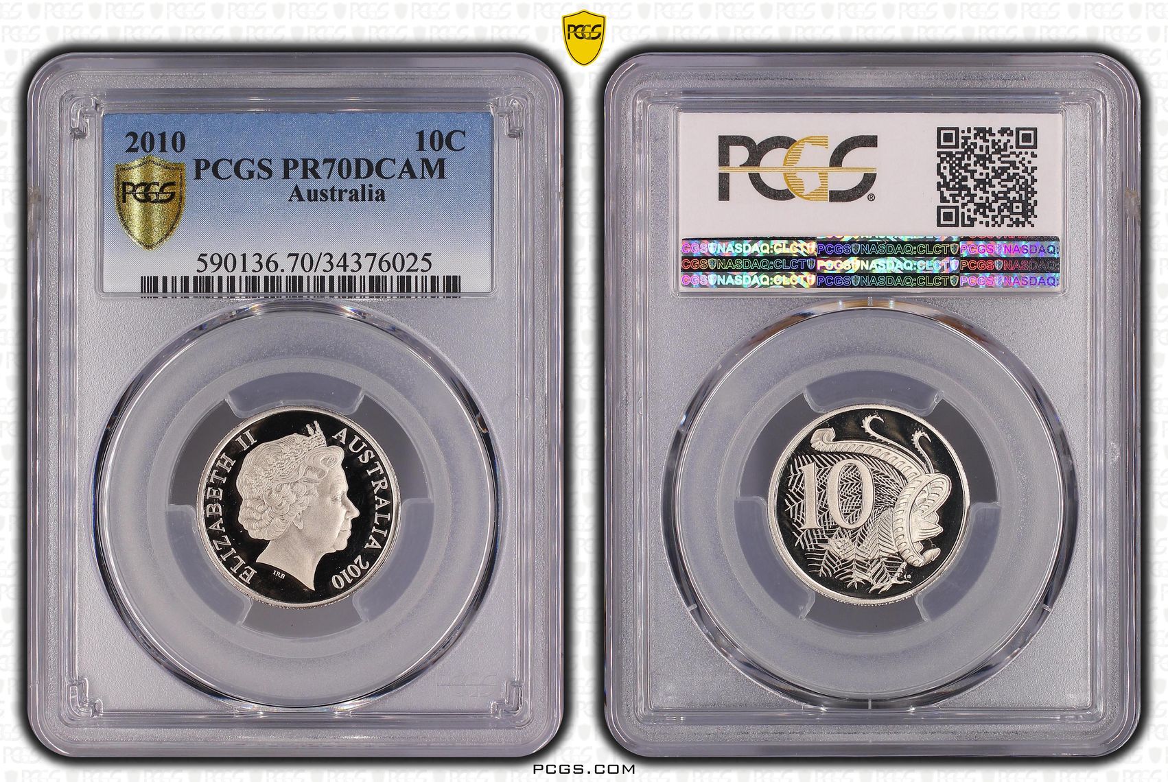 Top pop, Ten Cent, 2010, PCGS PR70DCAM