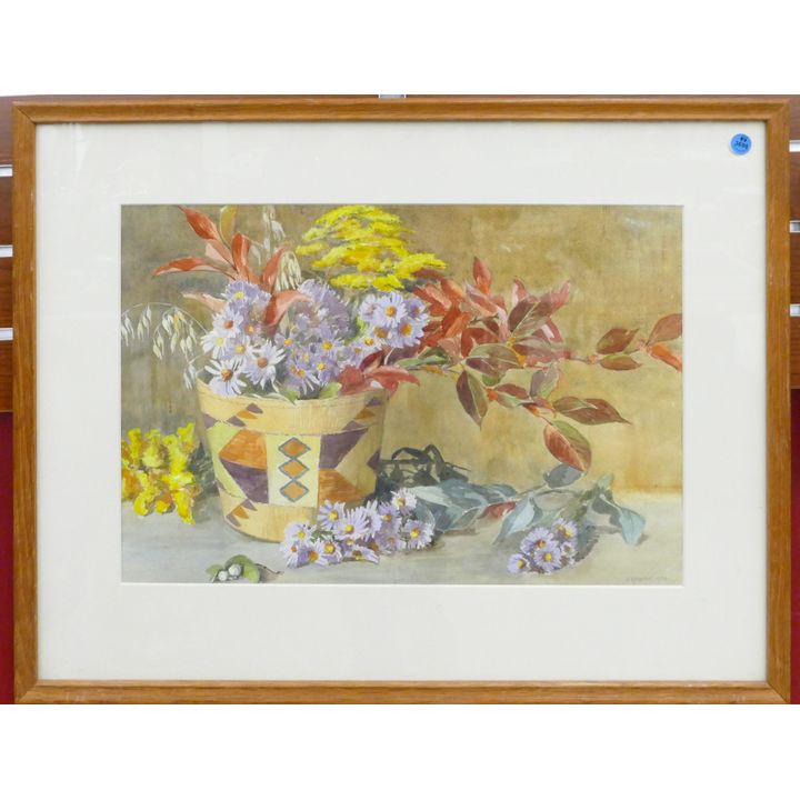 H.V. Foster Floral Still Life 1930 Watercolor Framed 22''x28''